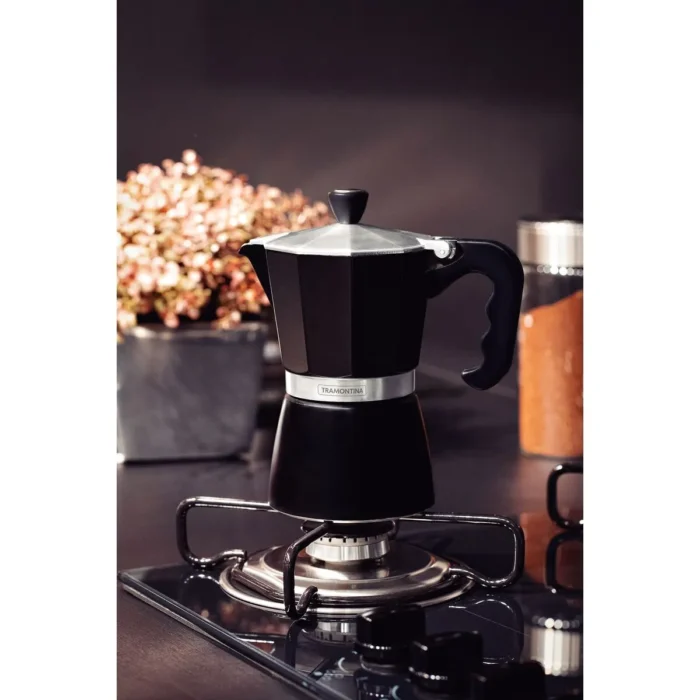 Cafetera Espresso Italiana Tramontina 320 ml – Aluminio Negro con Mango de Nylon - Imagen 2