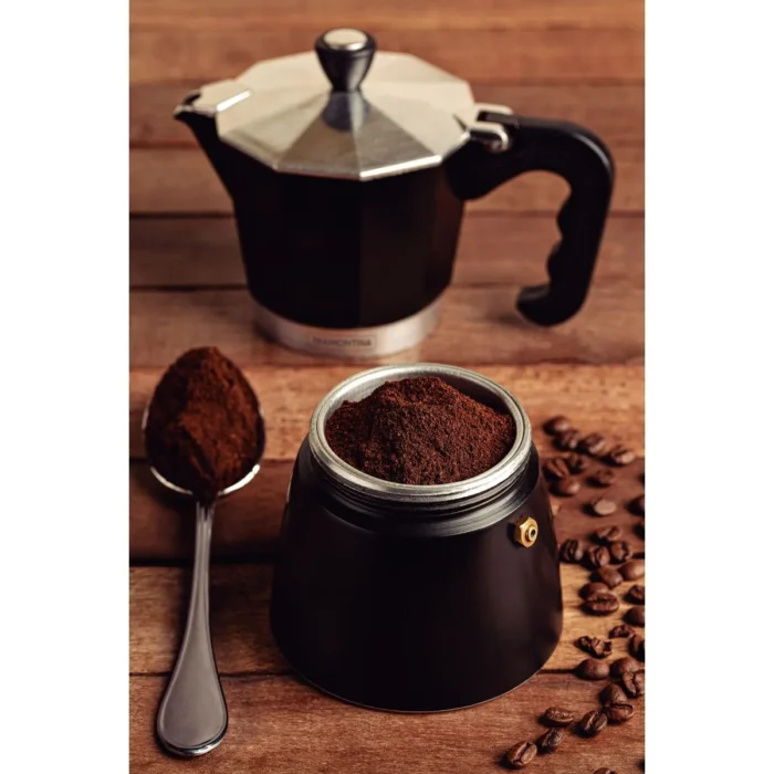 Cafetera Espresso Italiana Tramontina 320 ml – Aluminio Negro con Mango de Nylon - Imagen 3