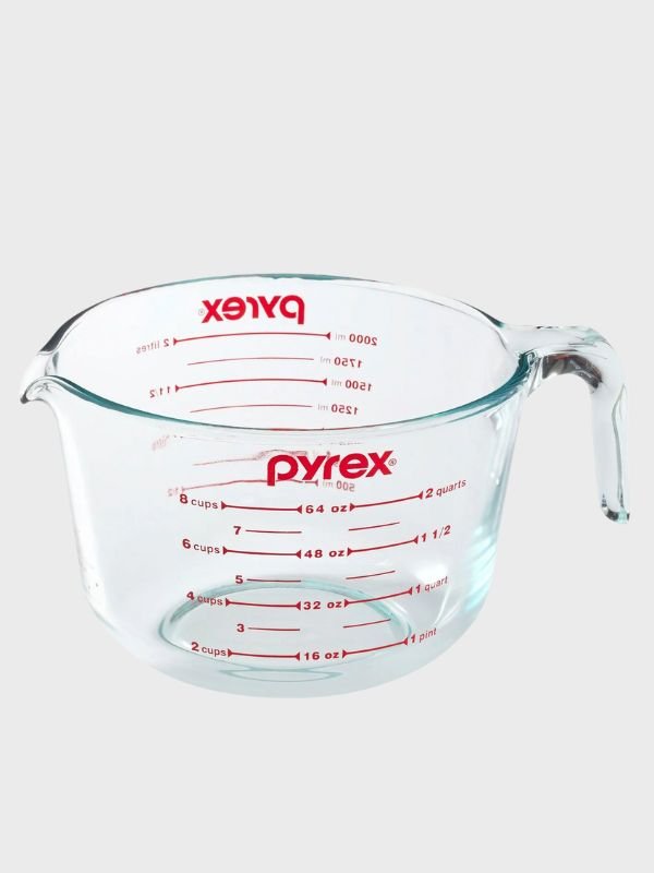 Jarra Medidora Pyrex Basics 2 Litros – Vidrio Templado con Escalas en ml y cc