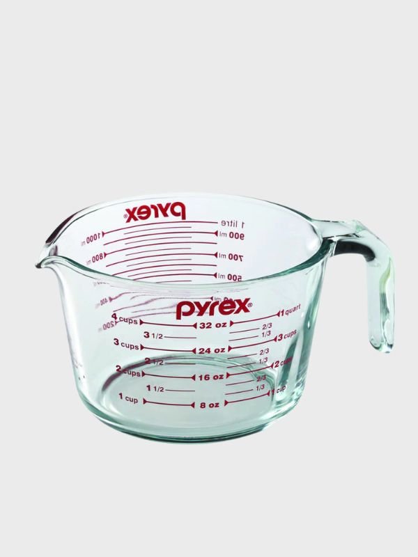 Jarra Medidora Pyrex Basics 1 Litro – Vidrio Templado con Escalas en ml y cc
