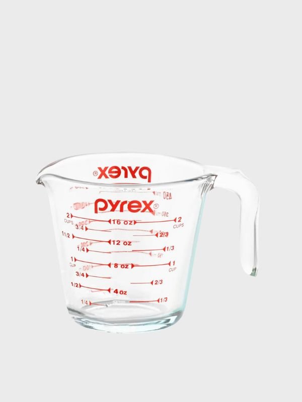 Jarra Medidora Pyrex Basics 500 cc – Vidrio Templado con Escala en Tazas (Cups)