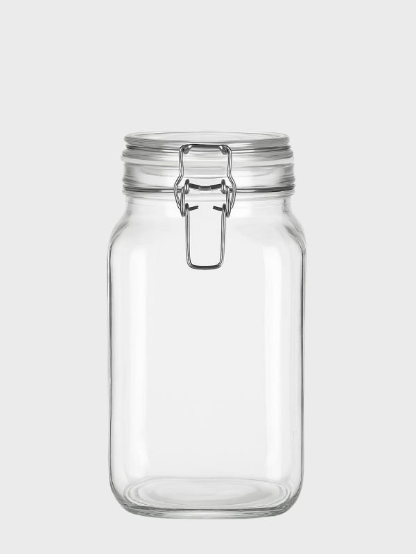 Frasco Hermético de Vidrio 3 Litros – Transparente, Cuadrado con Tapa de Vidrio