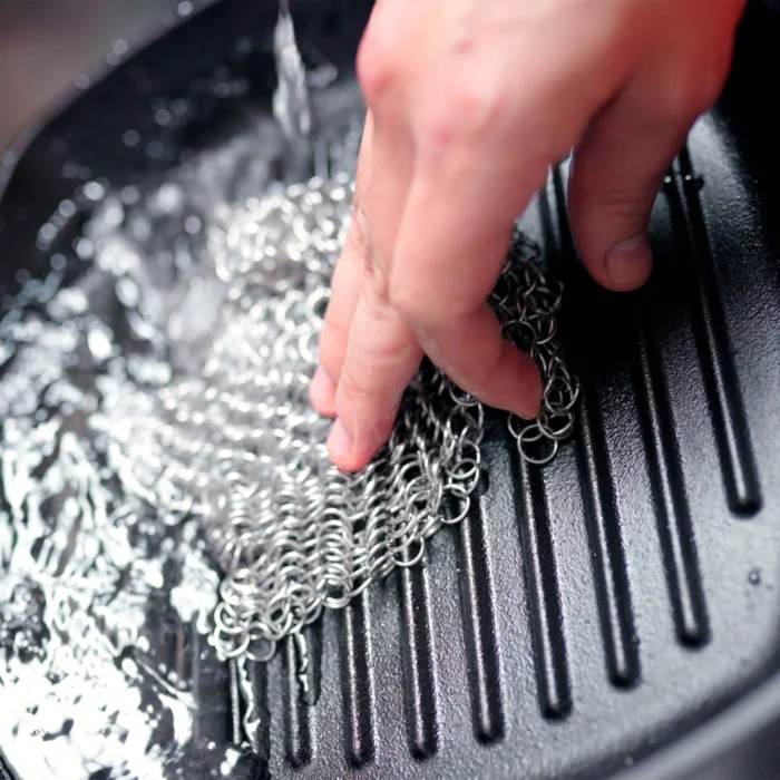 Malla limpiadora de acero inoxidable – para hierro fundido y utensilios de cocina - Imagen 3