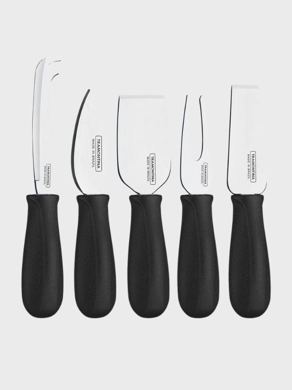 Juego para quesos Tramontina Harmoniza x5 piezas – acero inoxidable y mango negro