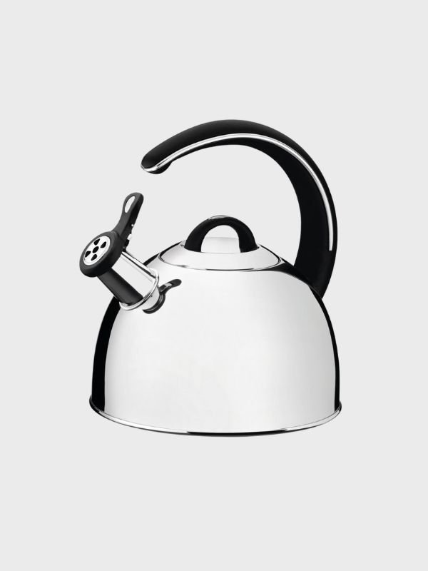 Tetera Tramontina de acero inoxidable 3.35 L con silbato – fondo triple y mango ergonómico