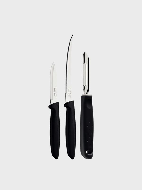 Juego para cortar Tramontina Plenus x3 piezas – pelador y cuchillos para verduras y frutas