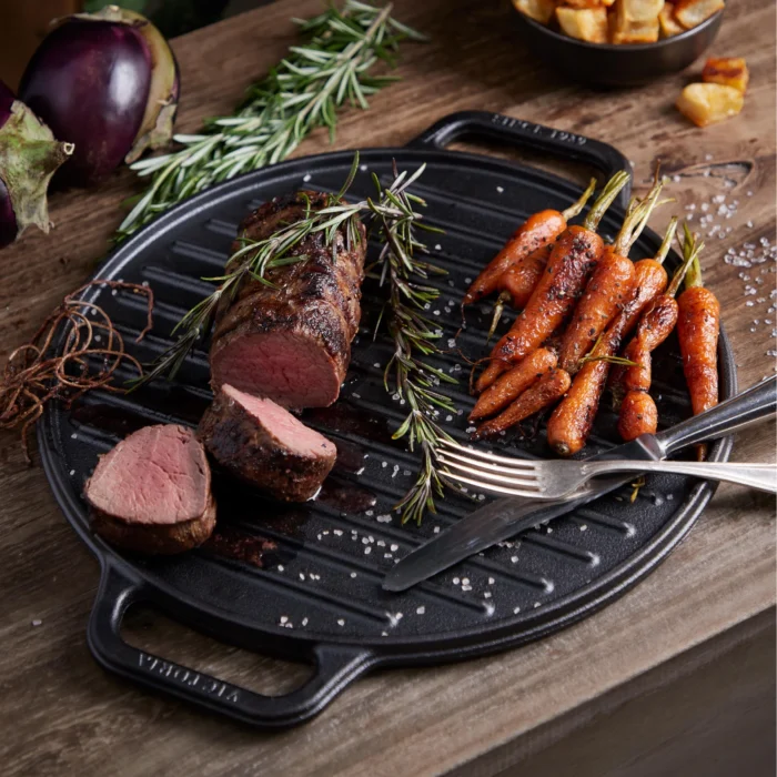 Plancha para asar redonda 32 cm – hierro fundido reversible - Imagen 3