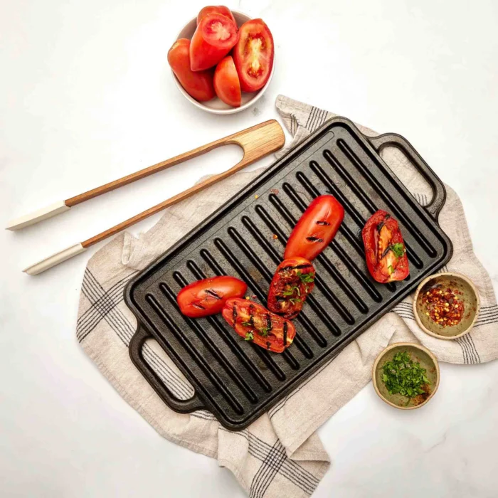 Plancha parrillera reversible esmaltada 33×21 cm – hierro fundido - Imagen 3