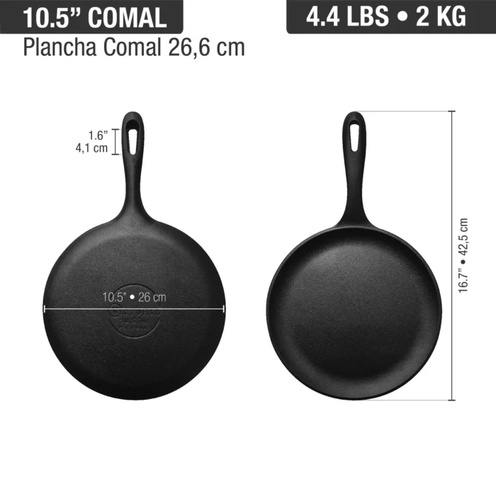 Comal esmaltado de hierro fundido 26 cm – sartén plano para crepes y tortillas - Imagen 3