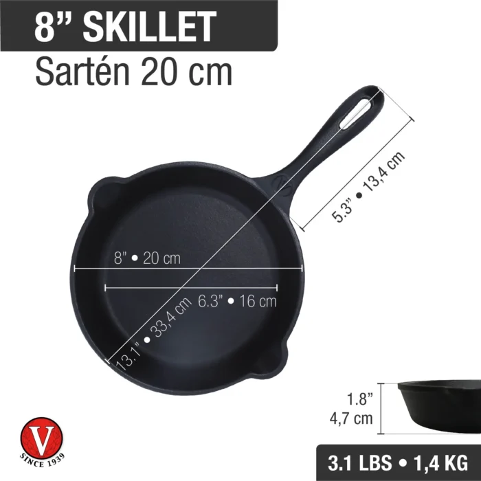 Sartén esmaltada de hierro fundido 20 cm – ideal para 2 porciones - Imagen 3