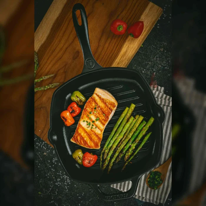 Sartén parrilla esmaltada 25 cm rectangular – hierro fundido - Imagen 2