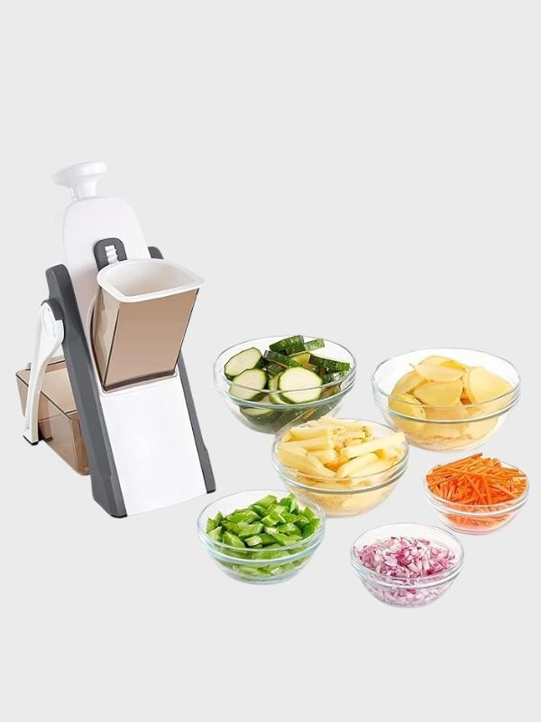 Cortador de Verduras 5 en 1 con Empuje de Resorte
