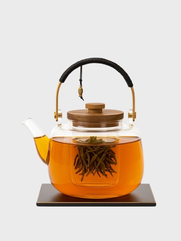 Tetera de Vidrio Borosilicato 950 ml con Infusor y Asa Japonesa