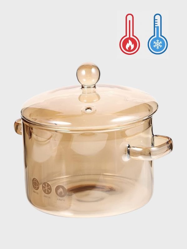 Olla de Vidrio Borosilicato 1.5L con Tapa para Estufa