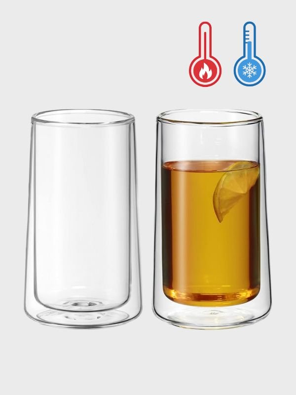 Set de 2 Vasos Altos de Vidrio Doble Pared 350ml