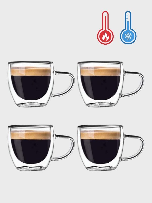 Set de 4 Tazas de Vidrio Doble Pared 200ml