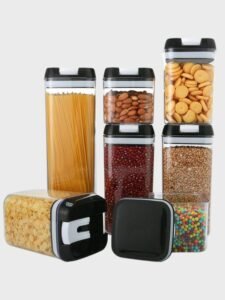 Set de 7 Frascos Herméticos con Tapa Negra