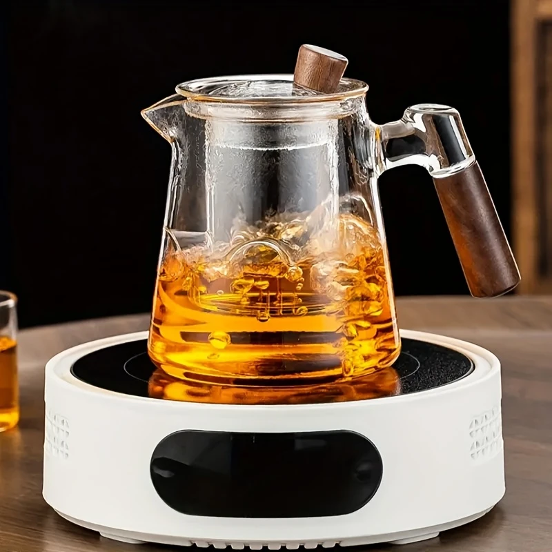 Jarra Tetera de Vidrio con Infusor y Mango de Madera