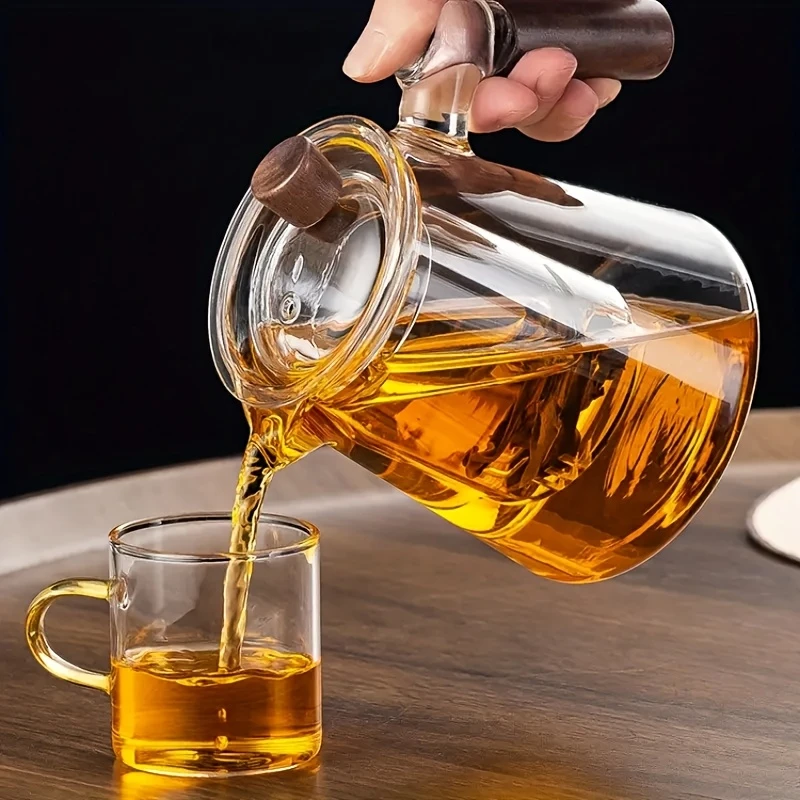 Jarra Tetera de Vidrio con Infusor y Mango de Madera