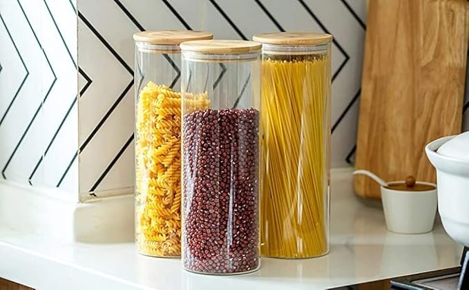 Frasco Circular de Vidrio Borosilicato con Tapa de Bambú 1200 ml - Imagen 4