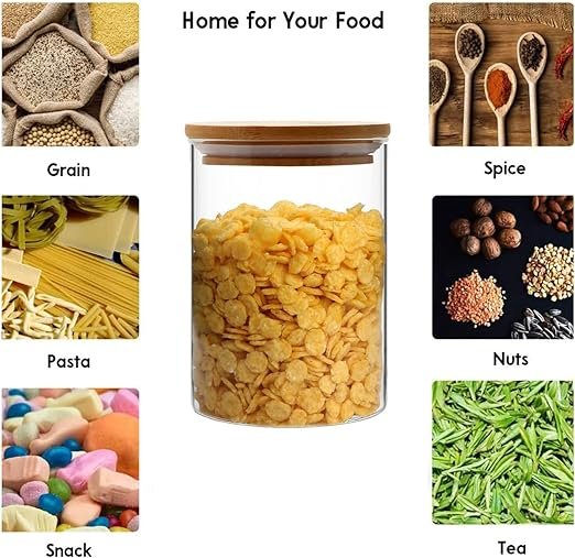 Frasco Circular de Vidrio Borosilicato con Tapa de Bambú 1200 ml - Imagen 6