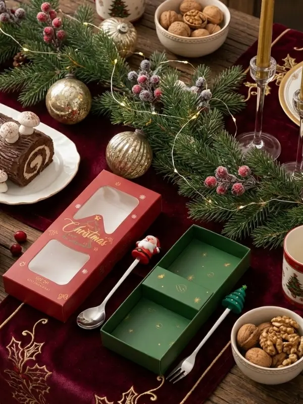 2 cubiertos navideños plateado