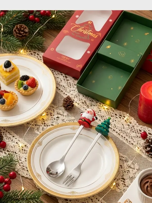 2 cubiertos navideños plateado 2 cubiertos navideños plateado