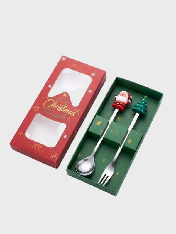 2 cubiertos navideños plateado