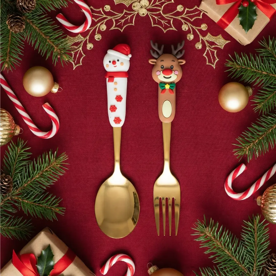 Cubierto dorado navidad