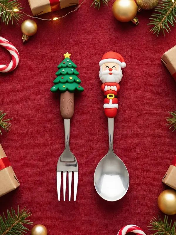 Cubierto navideños plateado