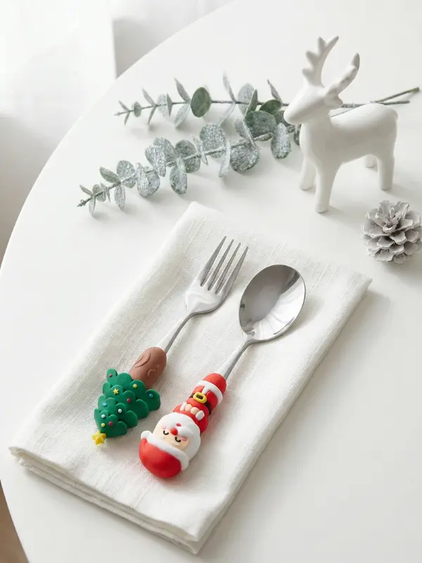 Cubierto navideños plateado