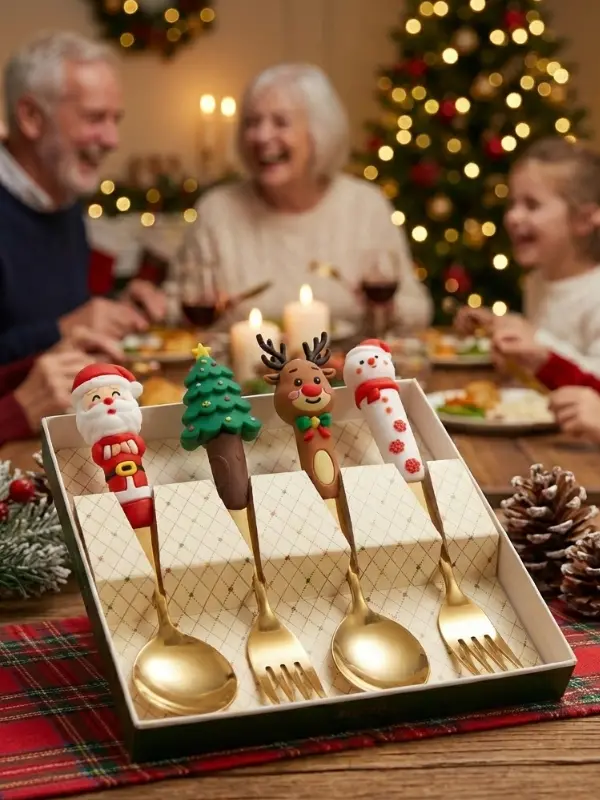 Cubiertos grandes navideños