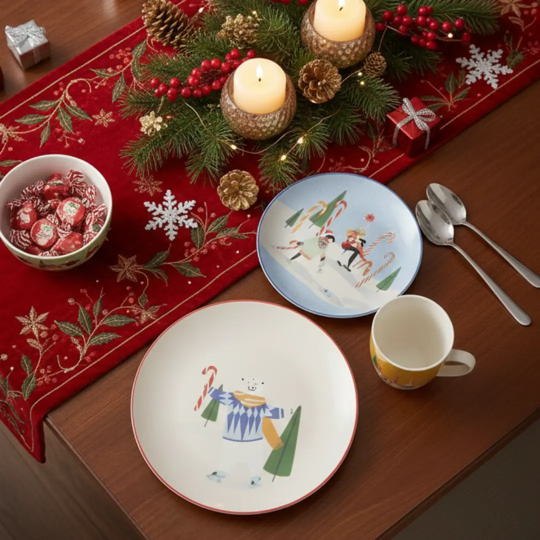 Juego de Loza Navideña 16 Pz | Oso Polar y Nieve | Cerámica - Imagen 4